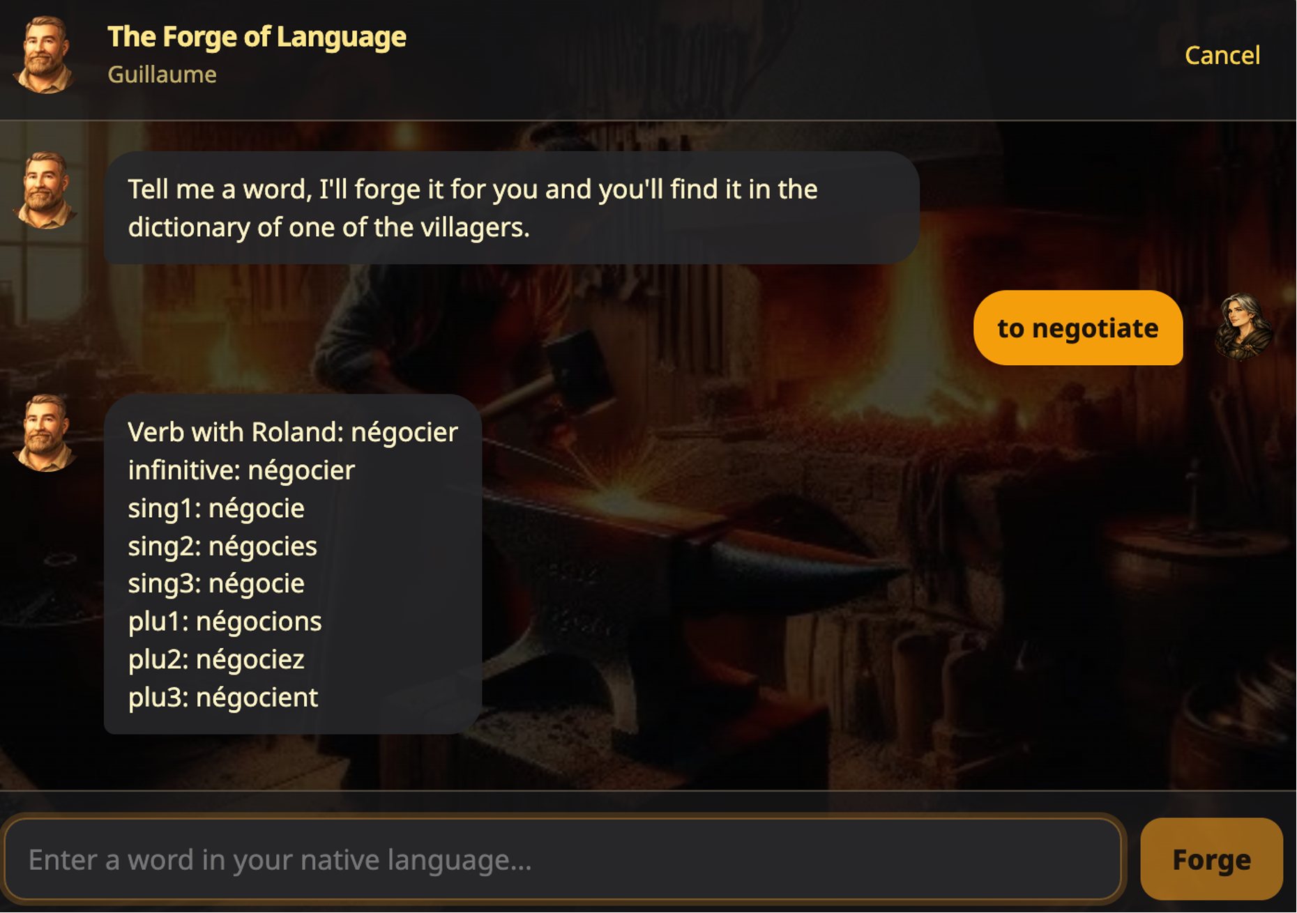 Language forge in Fornava