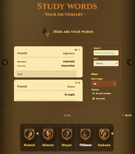 Personal dictionary in Fornava